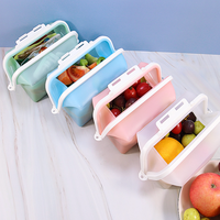 Boîtes de rangement pliables en silicone de qualité alimentaire, boîtes à lunch avec fonction de chauffage au micro-ondes pour la réfrigération domestique