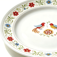 Assiette en céramique de porcelaine ronde à motif floral d'oiseaux, vaisselle multicolore pour la salle à manger à domicile