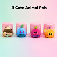 Jouets Squishy Doux et Moelleux en Forme d'Animaux, 4 Pièces, Visages Mignons, Base Tissée, Corps Rond, pour Bureau, Jouets Apaisants