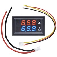 Voltímetro y Amperímetro Digital DC 0-100V 10A, Detector de Voltaje y Corriente con Pantalla Dual, Medidor de Panel, Indicador de Amperios y Voltios, LED Rojo y Azul de 0.28 Pulgadas
