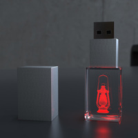 Memoria USB 3.0 Personalizada con Cristal y Luz LED, 2GB 4GB 8GB 32GB 64GB, Pendrive de Cristal