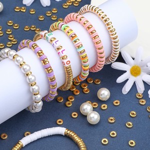 Pulseras de cuentas de plástico con cuentas espaciadoras doradas y perlas para accesorios de fabricación de joyería DIY, estilo CCB redondo, diseño minimalista - Product Image 1