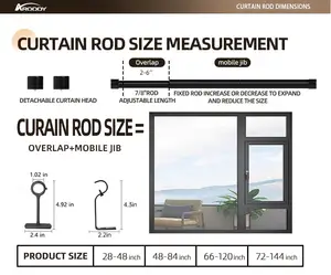 ARODDY Barras de cortina resistentes de 72-144 pulgadas para perilla de ventana Barra de cortina decorativa estándar de 25mm