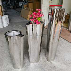 Hiện Đại Trong Nhà Sàn Thép Không Gỉ Bình Trang Trí Nội Thất Trong Nhà Cao Trang Trí Chậu Hoa Lớn Bạc Trồng Cho Khách Sạn - Product Image 6