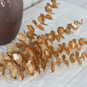 Flores Artificiales de Eucalipto en Tono Dorado, Decoración para Bodas, Arreglo Floral Realista de Plástico - Product Image 2