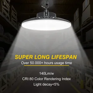UL/DLC a énuméré la lumière élevée 36000lm de baie d'UFO LED de 240W (1000W HID/HPS Equiv.) Câble 0-10V Dimmable 6ft 5000K Couleur Low Bay Lighting - Product Image 5