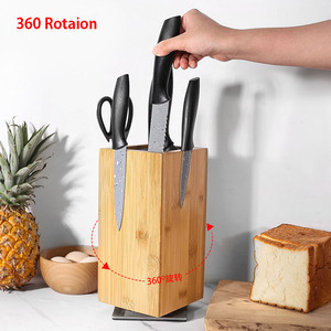 Blocco coltello in legno di 360 gradi ruotabile con magneti esterni e inserti in setola rimovibile spazio per il blocco coltelli - Product Image 2