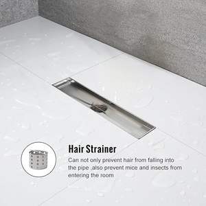 ניקוז רצפתי ליניארי מודרני לחדר אמבטיה, 12 אינץ', נירוסטה 316, ניקוז רצפתי סמוי עם סורג להכנסת אריחים, תקן CUPC - Product Image 4
