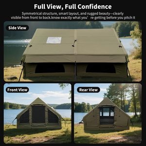 Tente de camping gonflable résistante au vent et à la pluie, respirante, en tissu Oxford 300D, avec cheminée intégrée, installation rapide, pompe incluse - Product Image 5