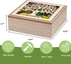 Bằng Gỗ Mộc Mạc Hộp Trà Hoa Độc Đáo Mô Hình 9 Ngăn Trà Túi Lưu Trữ Hộp Cho Món Quà Nhà Trà Nhà - Product Image 5