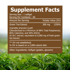 Hot Selling Green Tea Capsules Promotes Metabolic Function Encourages Mental Clarity Contains Green Tea Extract - Product Image 2