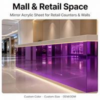 Plaque acrylique miroir couleur JT 1-6mm, taille personnalisée, panneau PMMA réfléchissant pour publicité, décoration, signalétique, mobilier OEM/ODM