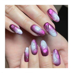 <span class=keywords><strong>Uñas</strong></span> Postizas Largas Cuadradas de Moda, Color <span class=keywords><strong>Rosa</strong></span> Degradado, con Flores Cruzadas, Hechas a Mano, Suministros para Joyería, <span class=keywords><strong>Uñas</strong></span> a Presión al por Mayor - Product Image 3