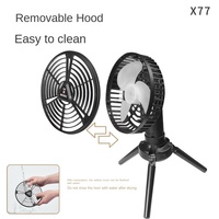 Ventilateur portable sur trépied pour tente de camping, électrique, oscillant, solaire, rechargeable USB, éclairage extérieur, 3 vitesses, 4000 mAh, 36 dB, bouton, 5 W