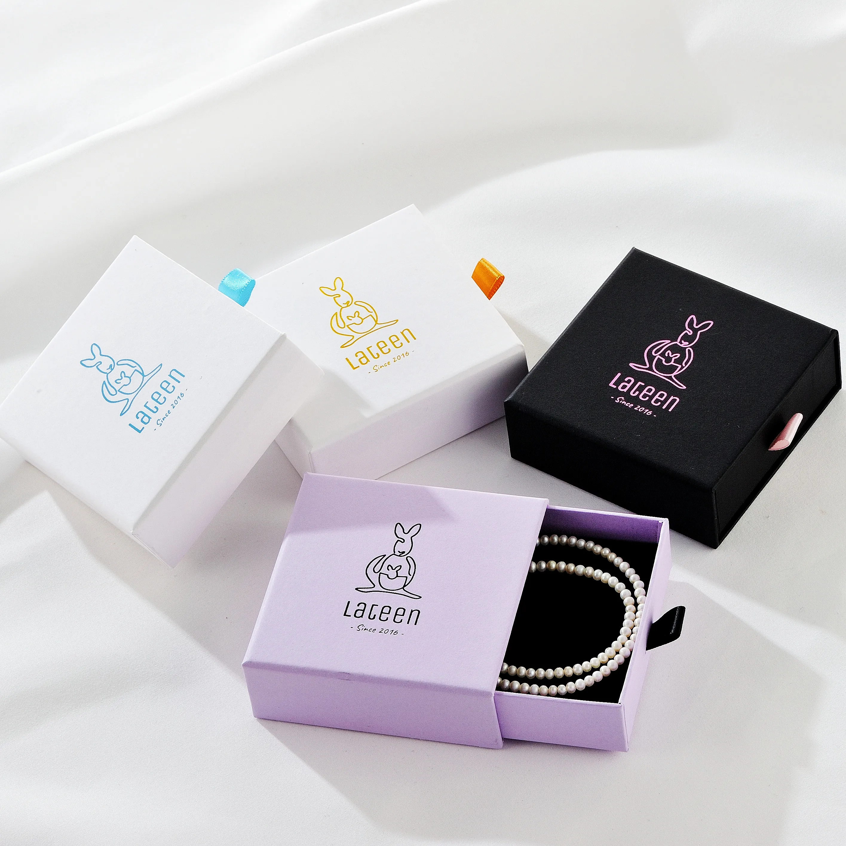 Высококачественная коробка для ювелирных изделий, подарочная упаковка, картонный браслет, кольцо, серьги, бумажный ящик, раздвижная коробка для ювелирных изделий с лентой