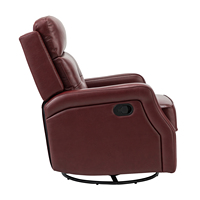 Fauteuil inclinable moderne en cuir véritable avec fonction pivotante et bascule, structure en bois - Fauteuil de salon ou de chambre d'enfant