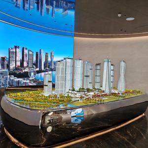 Modèle d'<span class=keywords><strong>architecture</strong></span> immobilière miniature personnalisé, imprimé en <span class=keywords><strong>3D</strong></span>, immeuble de bureaux à l'échelle 1:100 avec éclairage LED, conception de modèle <span class=keywords><strong>3D</strong></span> - Product Image 1