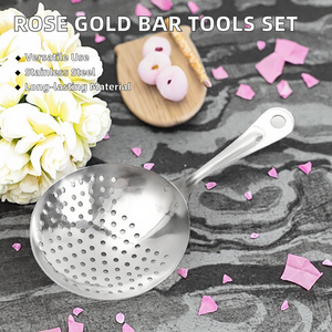 Juego de Cucharas de Bar Modernas, Color Oro Rosa y Negro, Acero Inoxidable Ecológico, Colador de Malla para Jugos, Cócteles y Julep, 200 mm, para Té - Product Image 2