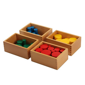 Materiali Montessori Giocattolo Geometrico per Bambini Cilindri Colorati <span class=keywords><strong>in</strong></span> <span class=keywords><strong>Legno</strong></span> Senza Manopole Set Educativo - Product Image 5
