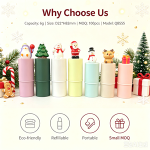 ISMAN 6g Bálsamo Labial Navideño en Tubo, Diseño de Santa, Muñeco de Nieve, Reno, Pingüino, Árbol, Regalo, Envase Cosmético de Plástico Mate Retráctil, Venta al por Mayor, Vacío - Product Image 3