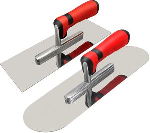 Truelle en acier inoxydable de 0,7 mm de forme trapézoïdale avec poignée en caoutchouc pour plaques de plâtre murales de 280 mm - Product Image 1