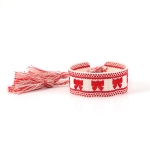 Factory Custom Bow Woven Freundschaft bänder Verstellbares geflochtenes Freundschaft armband mit Quasten - Product Image 4