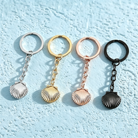 Ywyougang Porte-clés Coquillage en Acier Inoxydable 4 Couleurs, Cadre Photo Ouvrable, Pendentif Coquille, Cadeau