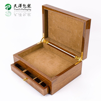 Boîte cadeau rectangulaire en bois de noyer naturel brillant, faite à la main, avec tiroir, emballage personnalisé en bois pour chocolats, dattes, fruits secs, fêtes