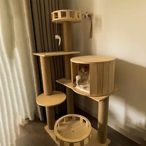 Pet oyuncak hayvan toptan lüks büyük kedi ağacı kule evleri Cratcher tırmanma Pet kedi ağacı