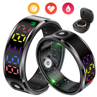 R12S Edelstahl Bluetooth Smart Ring mit Farbdisplay Gesundheitsmonitor Tracker Sport 5ATM Wasserdichter Fingerring