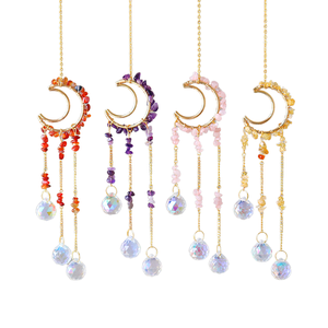 Esfera de Cristal Natural Tallada con Tema de Amor, Atrapasueños Colgante de Feng Shui, Decoración Curativa de Amatista y Cuarzo Rosa para el Hogar - Product Image 1