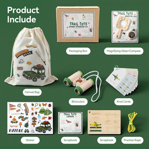 Kit d'exploration en plein air pour enfants, ensemble d'aventure en bois avec jumelles, boussole et planche à nouer pour <span class=keywords><strong>l</strong></span>'apprentissage des sciences et des technologies (STEM) - Product Image 3