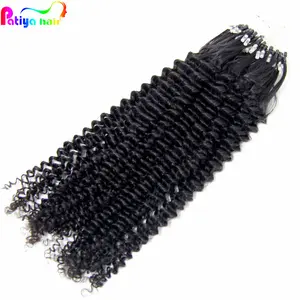 Prix de gros Brin Micro Link Cambodgien Cheveux Humains Boucle Anneaux Super Double Dessiné Afro Crépus Bouclés Micro Lien Extensions de Cheveux