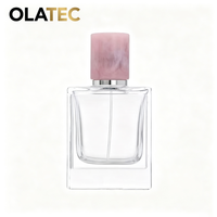 OLATEC Botellas de Perfume Rectangulares Transparentes Recargables de 50 ml con Tapa de Mármol, Botella de Vidrio Vacía de 50 ml para Perfume en Spray