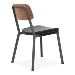 Ghế ăn xếp chồng retro với ghế đệm màu đen ghế da tổng hợp và tựa lưng gỗ dán cho quán cà phê hiện đại Nhà Hàng Quán Rượu - Product Image 5