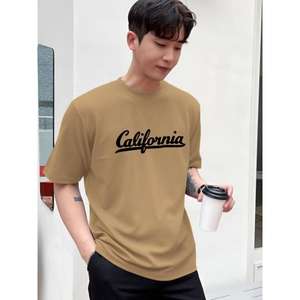 Camiseta de algodón de cuello redondo con estampado de tipografía para hombre, producto a granel hecho a mano personalizado - Product Image 4