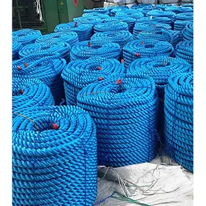 Corde personnalisée 3 brins de couleur PE corde de naufrage en nylon plastique torsadé PE pour la pêche bleue et la corde d'emballage 16mm marine