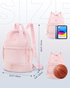Custom Girls Lightweight Foldable Portable Gym <b>Bag</b> Compartment <b>Wet</b> Pocket Separated Sports Backpack Drawstring Waterproof - Product Image 4