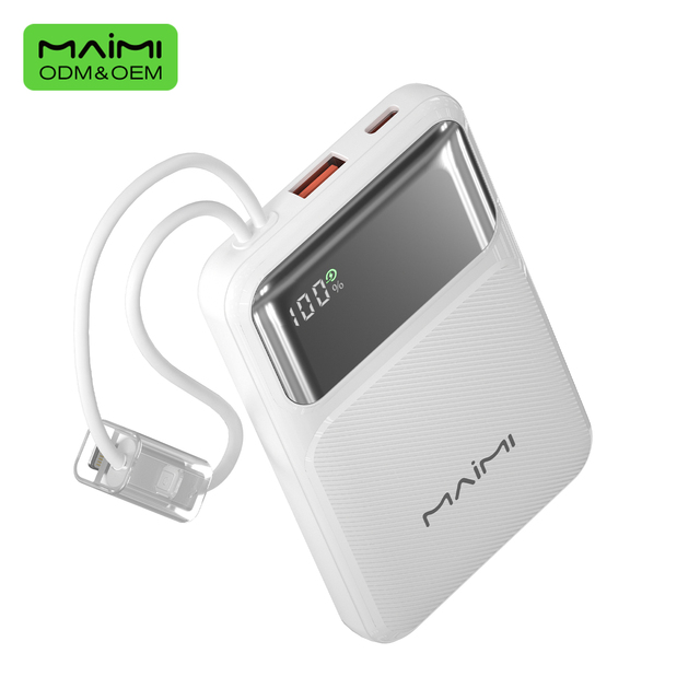 10000mAh Power Bank Fast Charge 22.5W Dual Built-in Cable Portable Charger with LED Digital Display for iPhone Samsung