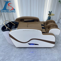 Lit de massage en cuir synthétique, lit de shampooing à vapeur moderne, lit de spa pour la tête, lit de shampooing avec circulation d'eau