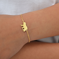 Bracelet en acier inoxydable pour femme, motif ours ajouré, avec logo, style mode, bijoux fantaisie, cadeau, animal mignon, éléphant. Demandez votre catalogue.