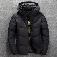 Veste parka d'hiver décontractée pour homme en duvet de canard blanc, couleur unie, à capuche, matelassée, fermeture éclair, grandes tailles, manteau chaud et épais pour l'extérieur