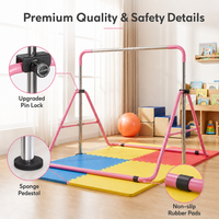 Barre horizontale pliable en acier inoxydable pour enfants, disponible en OEM, hauteur réglable de 85 à 129,5 cm, structure stable et sécurisée pour la maison