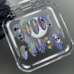 Uñas Postizas 3D con Gel, Uñas Postizas de Líneas Sencillas, Uñas Postizas de Marca Privada, 24 Unidades - Product Image 5
