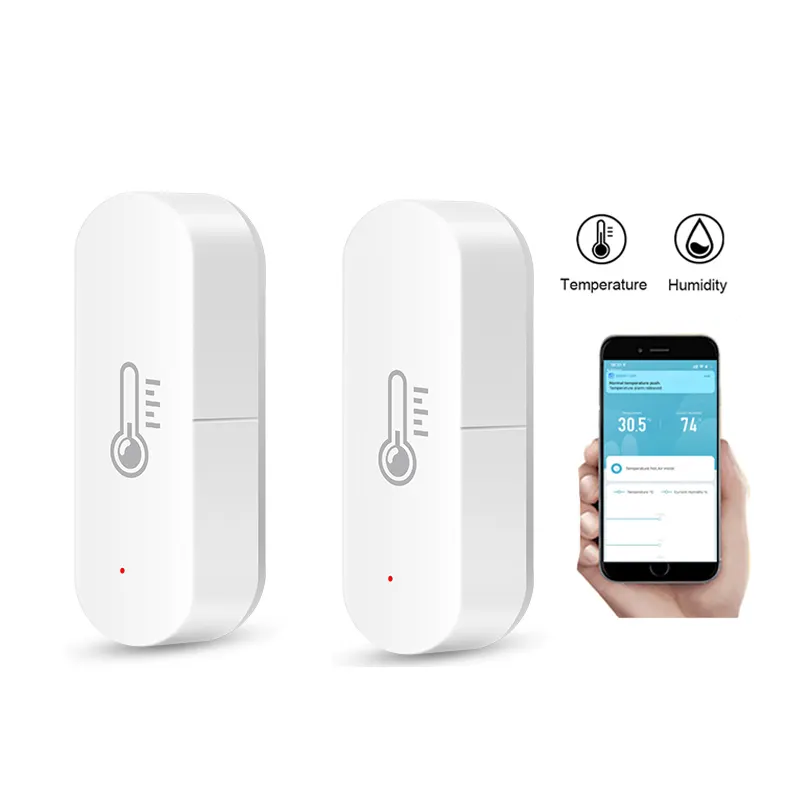 Tuya WIFI Wireless Inteligente Higrômetro Termômetro Sensor Detector com Sensor de voz Alarme Compatível com Alice Google Home Alexa