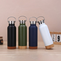 Botol Air Camping Stainless Steel Botol Air Logam Besar dengan Pegangan dan Tutup Bambu Anti Bocor