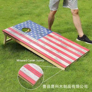 Wooden Cornhole Game Board American Flag Design Outdoor <b>Bean</b> <b>Bag</b> Toss Set 2x4 Feet Family Fun Target Game - Product Image 2