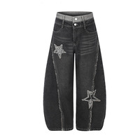 Nouveau produit : Jean américain en denim léger, style streetwear, délavé et effiloché, coupe ample et large