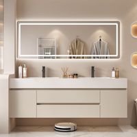Meuble-lavabo flottant moderne de luxe de 72 pouces avec deux vasques