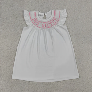 Vestido de verano transpirable con rayas rosas y mangas con volantes para hermanas, estilo smock, hasta la rodilla - Product Image 5